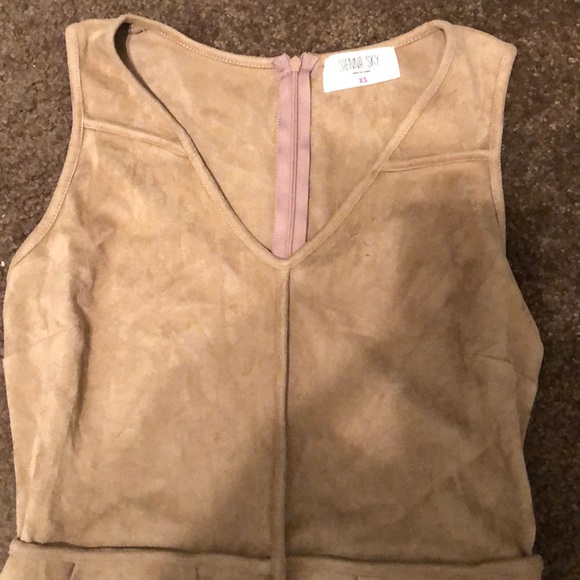 Faux suede tan fitted dress - Picture 2 of 4